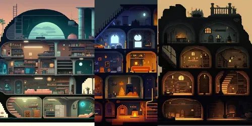 Platform Game Level Designs generated by midjourney