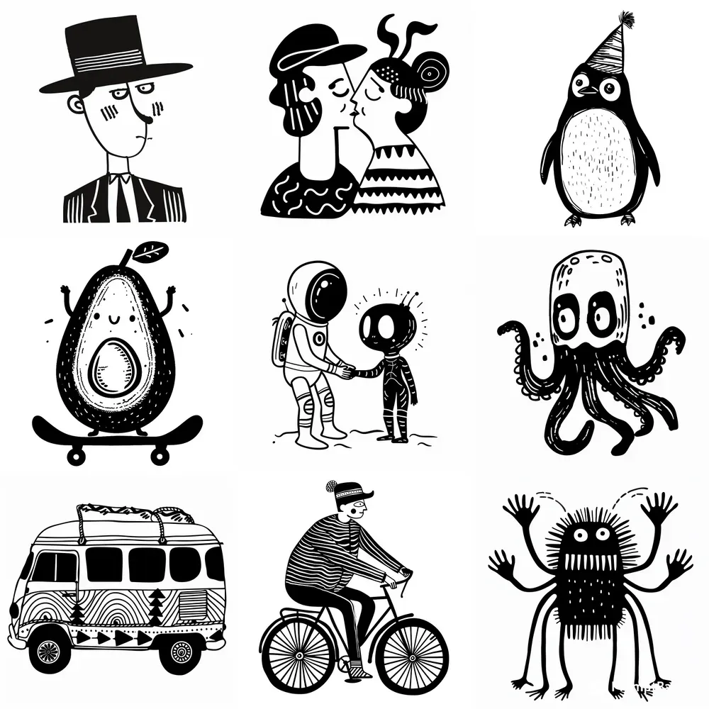 Simple Funny And Cute Doodle Vectors