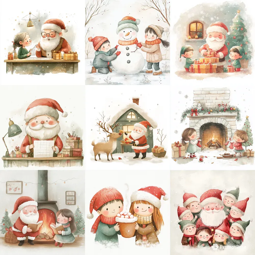 Cozy Watercolor Christmas Illustrations