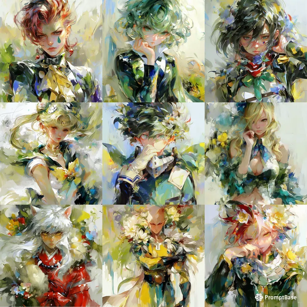 Fantastical Watercolor Anime Characters