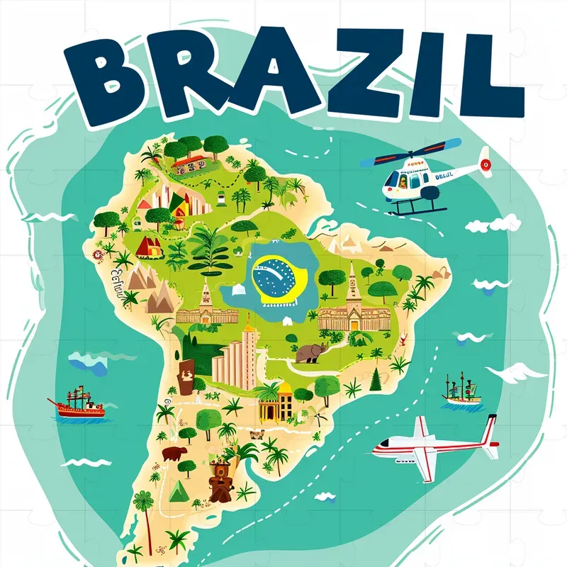 Cartoon Travel Maps With Landmarks