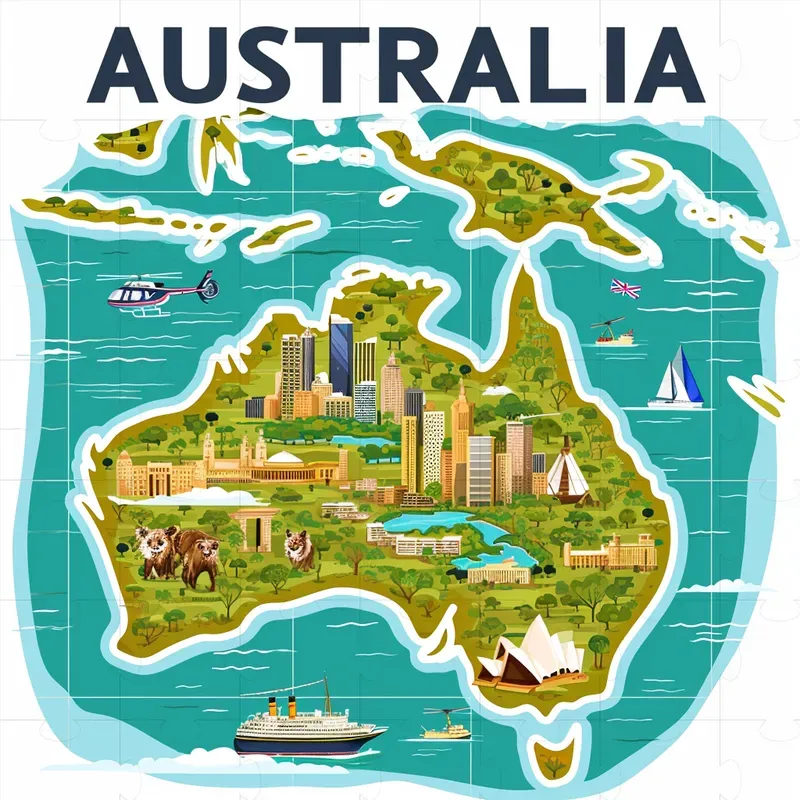 Cartoon Travel Maps With Landmarks