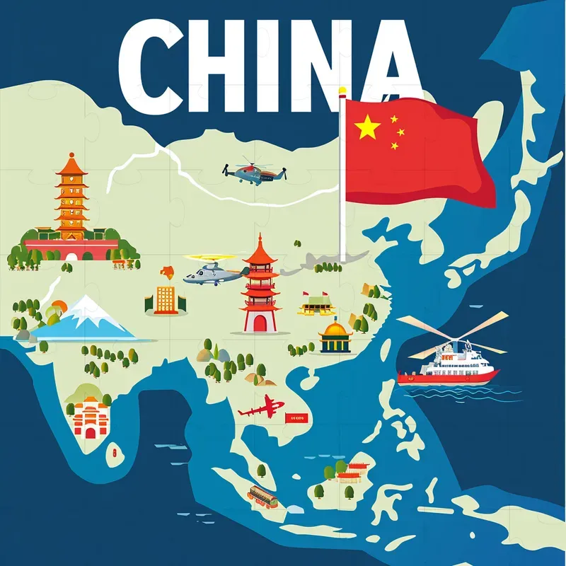 Cartoon Travel Maps With Landmarks