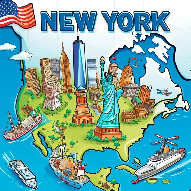 Cartoon Travel Maps With Landmarks