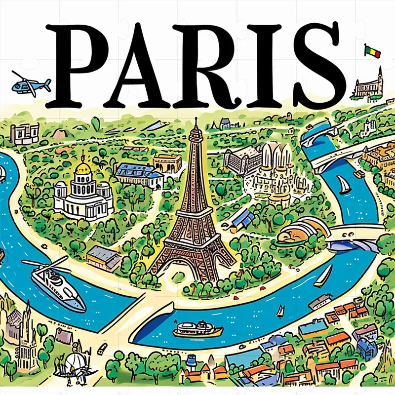 Cartoon Travel Maps With Landmarks