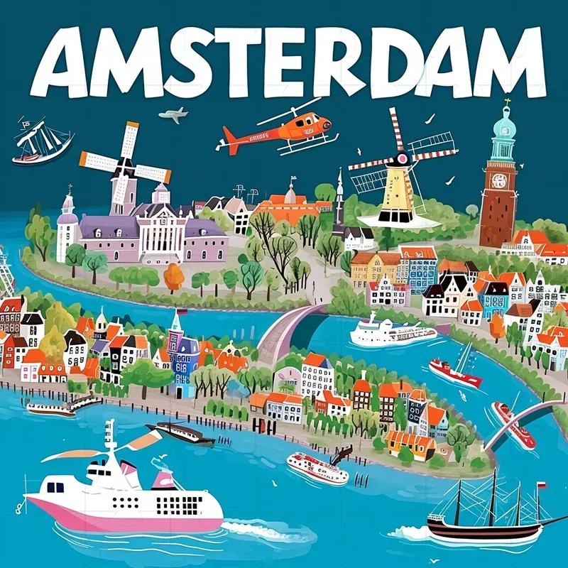 Cartoon Travel Maps With Landmarks