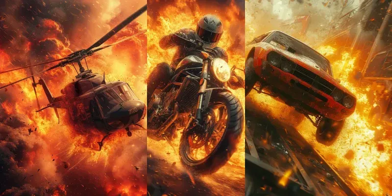 Realistic Action Shots In Fire Explosions generated by undefined