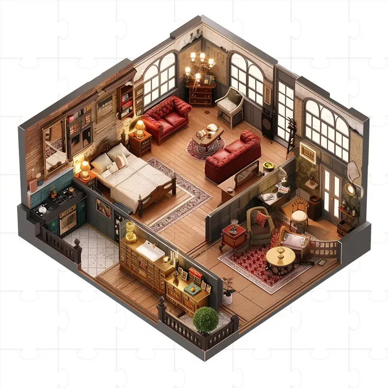 3D Isometric Modern Interior Designs