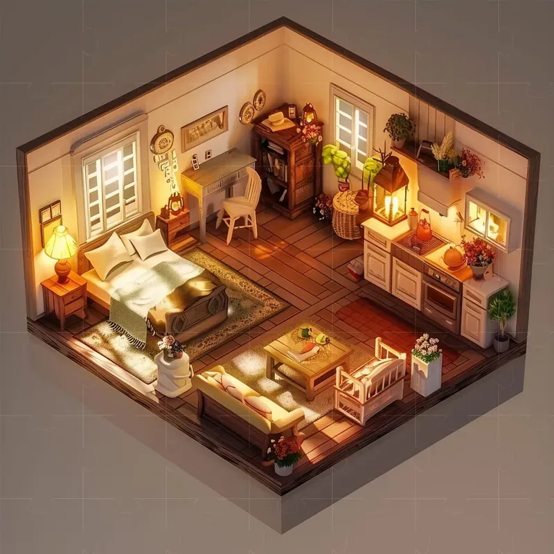3D Isometric Modern Interior Designs