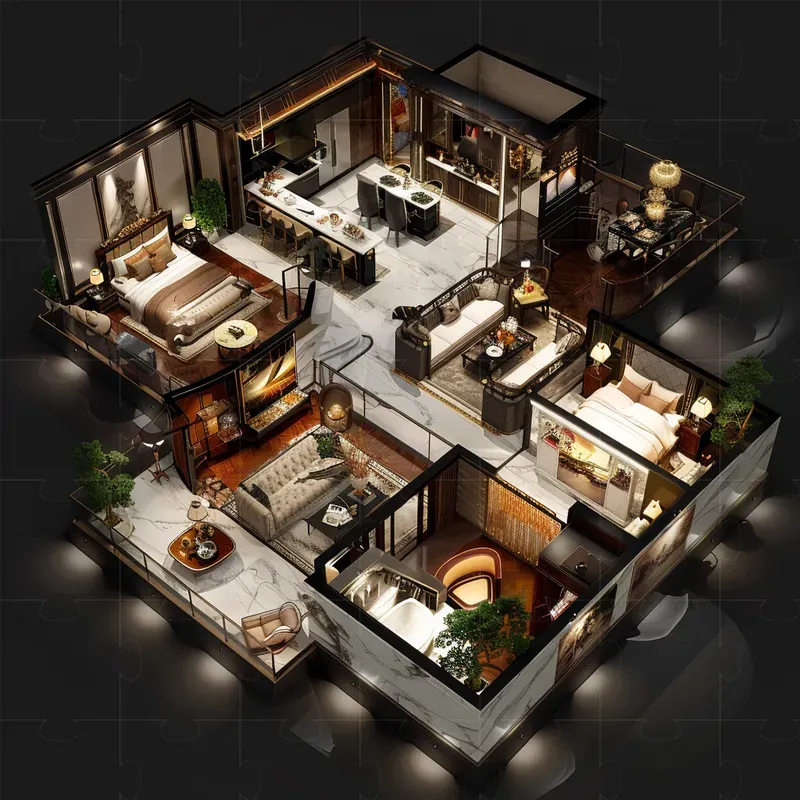 3D Isometric Modern Interior Designs