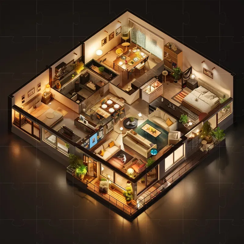 3D Isometric Modern Interior Designs