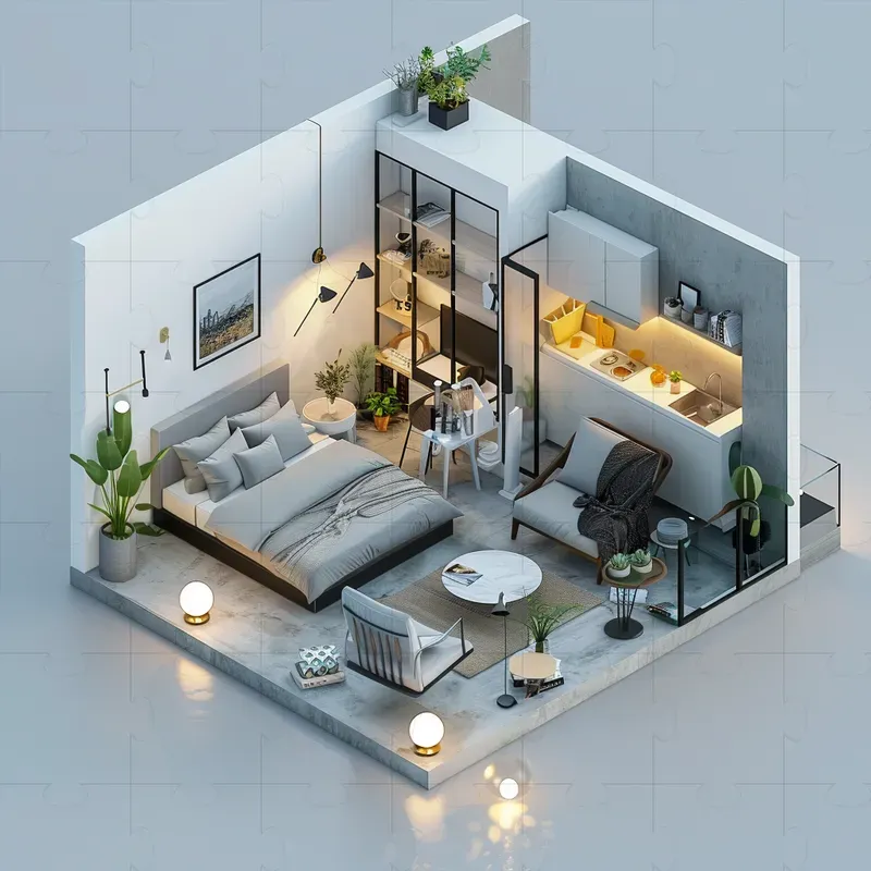 3D Isometric Modern Interior Designs