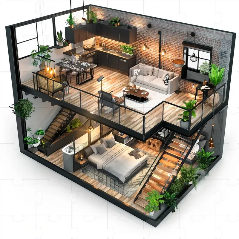 3D Isometric Modern Interior Designs