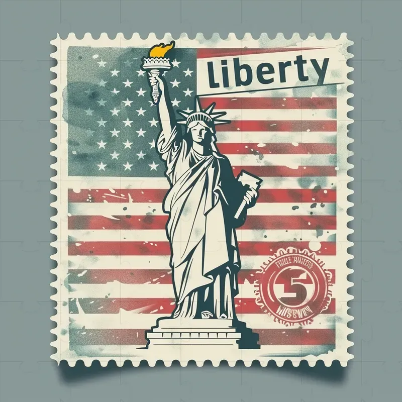 Vintage Postage Stamps Vector Clip Art