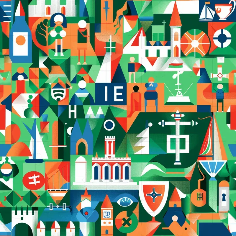 Countries Iconic Symbols Seamless Patterns