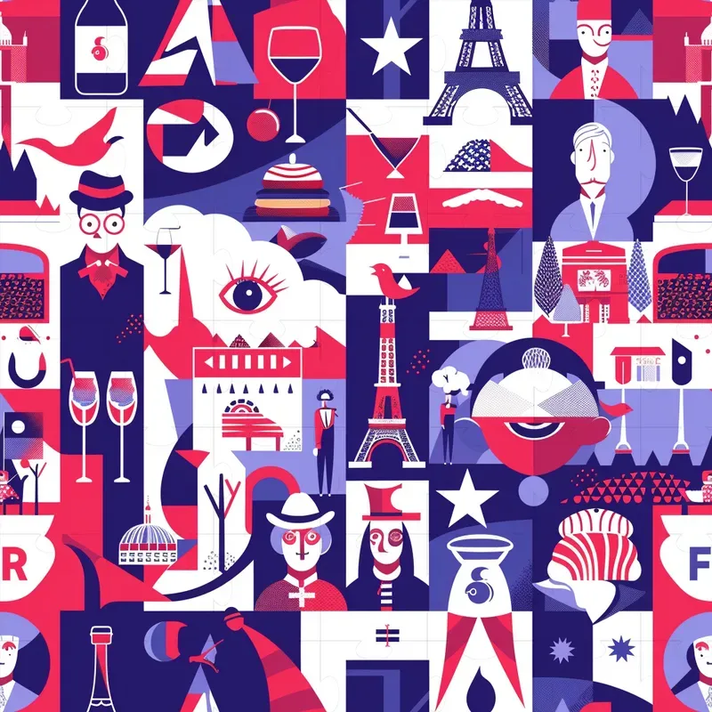 Countries Iconic Symbols Seamless Patterns