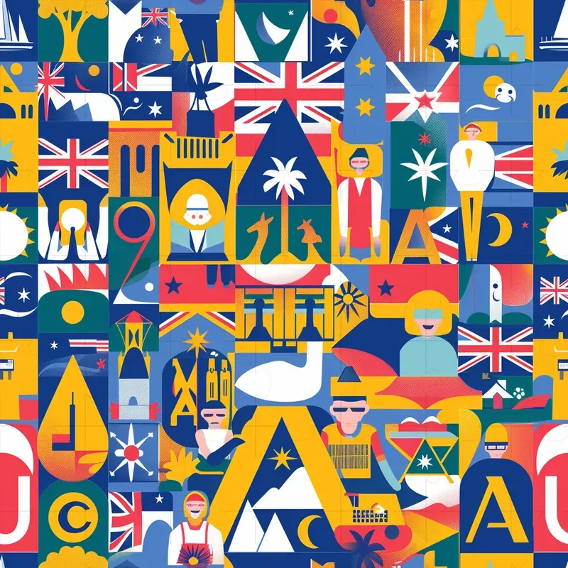 Countries Iconic Symbols Seamless Patterns