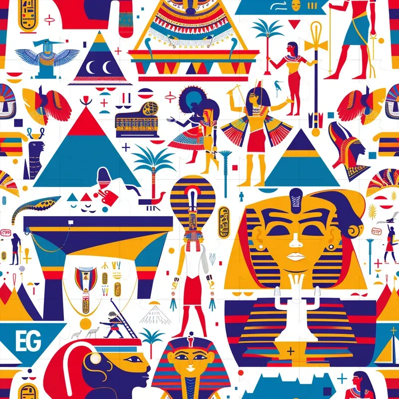 Countries Iconic Symbols Seamless Patterns