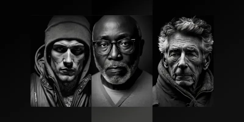 Dramatic Black And White Portrait Photography generated by undefined