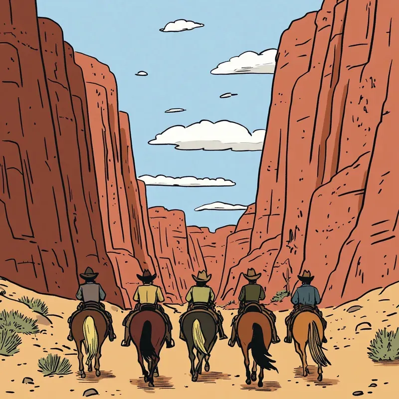 Consistent Classic Western Comic Scenes