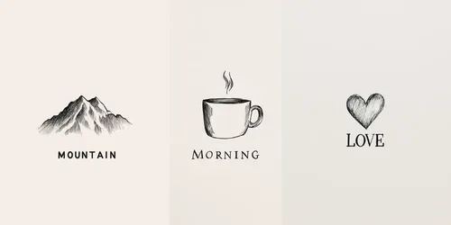Minimalist Word Sketch Series generated by midjourney
