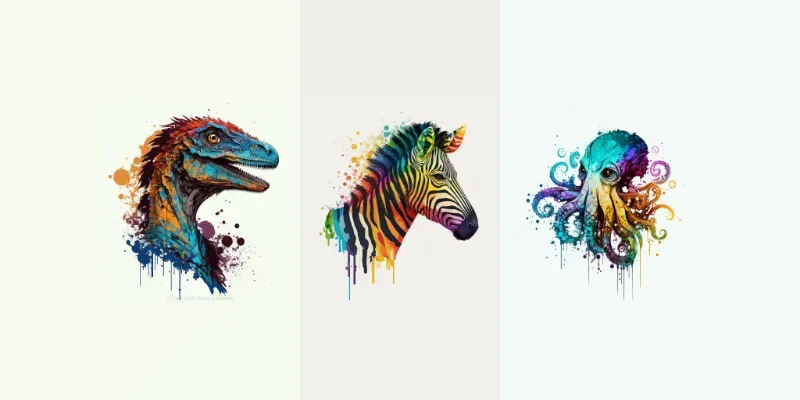 Color-field Style Animal Head Illustrations generated by undefined