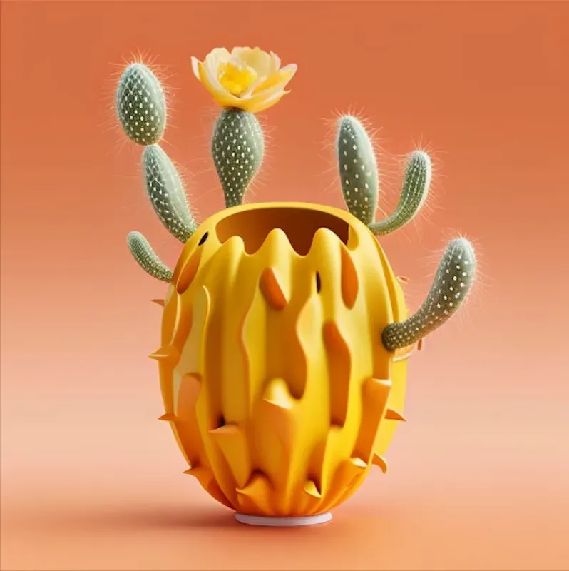 Plants In Futuristic And Abstract Vases