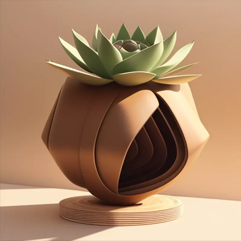 Plants In Futuristic And Abstract Vases