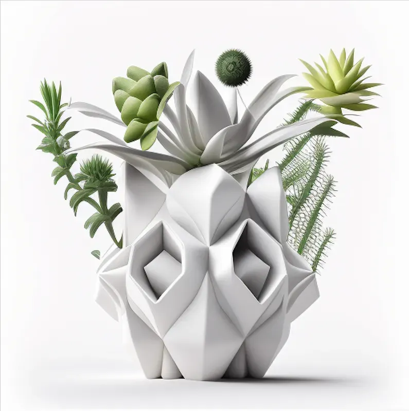 Plants In Futuristic And Abstract Vases
