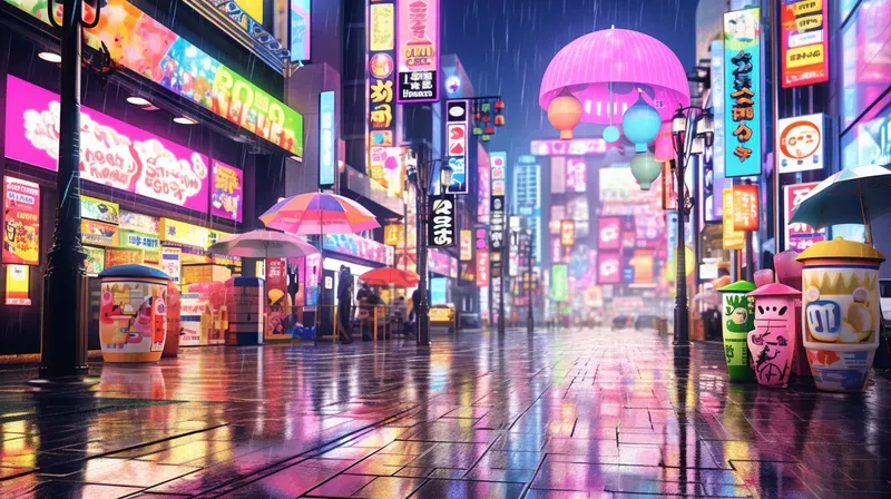 Neon Rain-soaked Cyberpunk Dreams