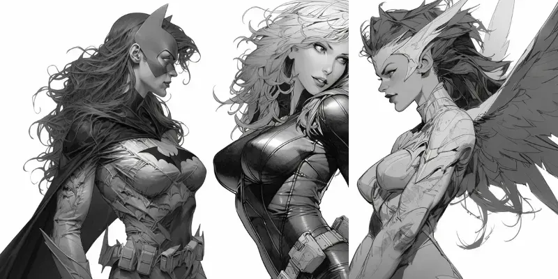 Drawn Sketches Of Superhero Girls generated by undefined