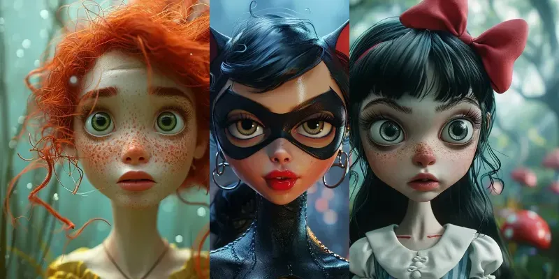 Hyper Realistic Cartoon Dolls Portraits generated by undefined