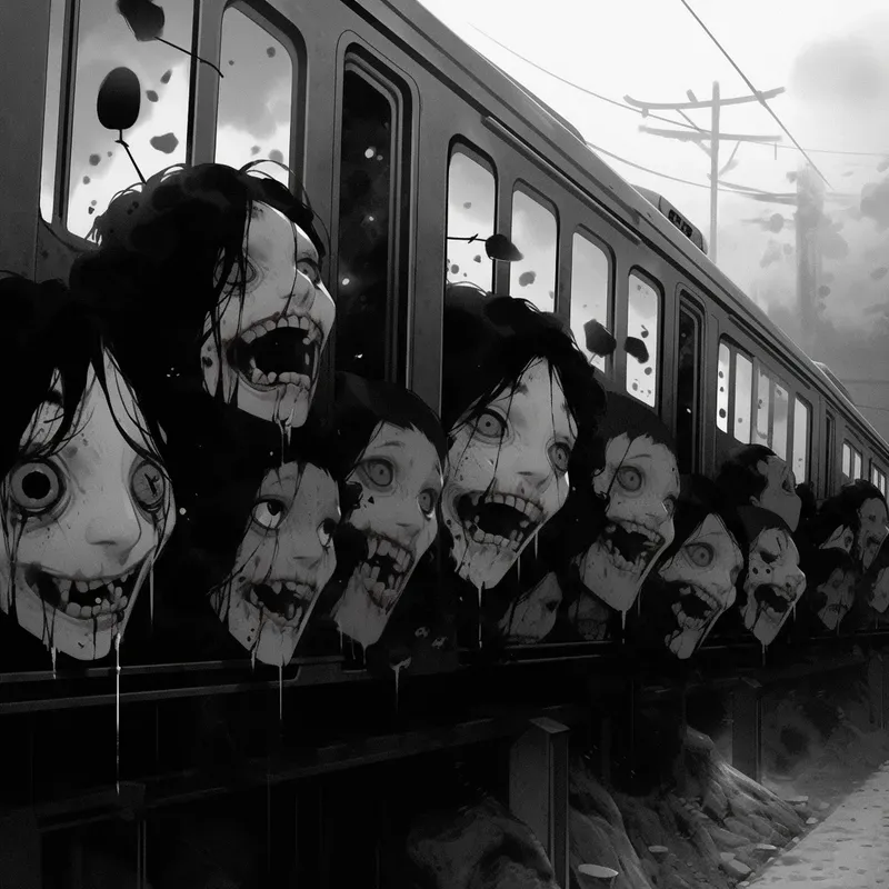 Black And White Classic Anime Horror Art