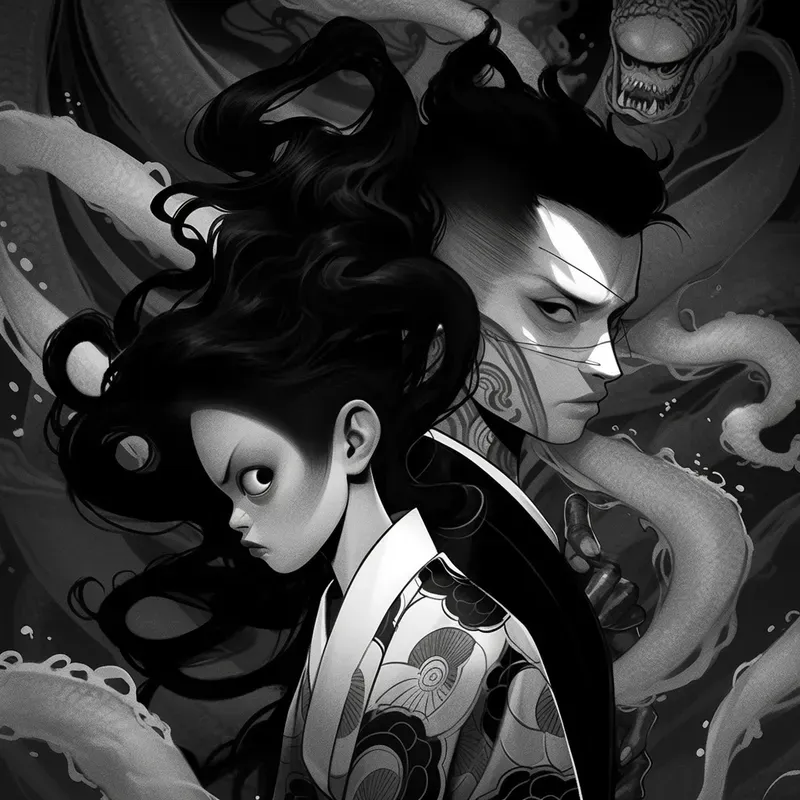 Black And White Classic Anime Horror Art
