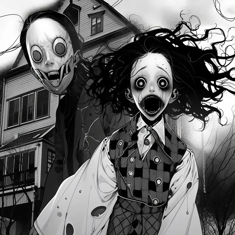 Black And White Classic Anime Horror Art