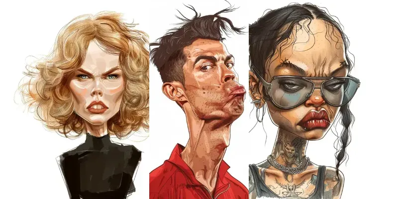 Funny Sketches Celebrities Caricatures generated by undefined