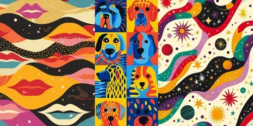Retro Vibrant Seamless Patterns generated by midjourney