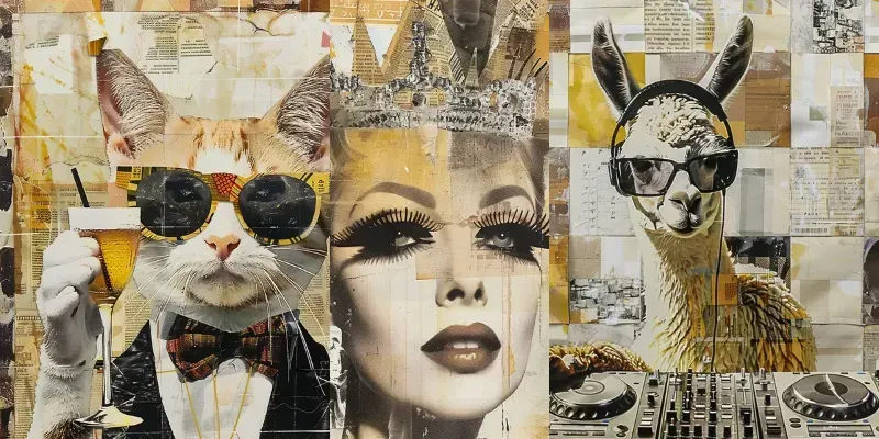 Vintage Patchwork Collage Art generated by undefined
