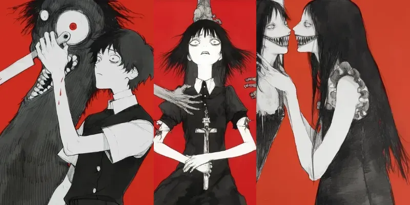 Creepy Anime Manga Cartoon Horror Art generated by undefined