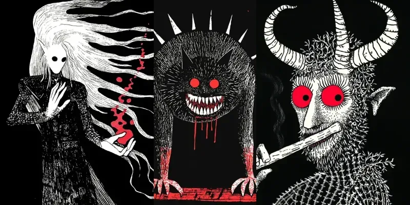 Whimsical Creepy Dark Fantasy Characters generated by undefined