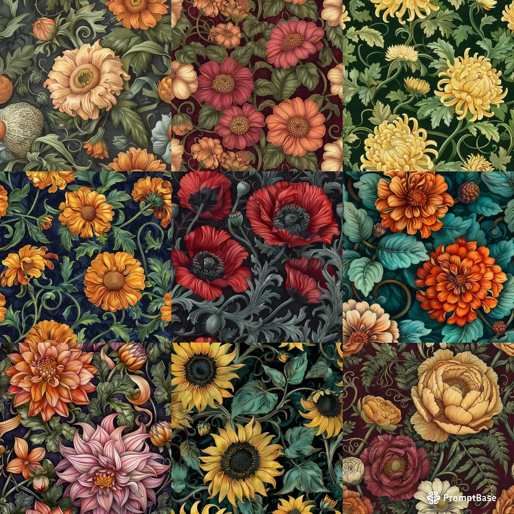 Intricate Vintage Botanical Floral Art