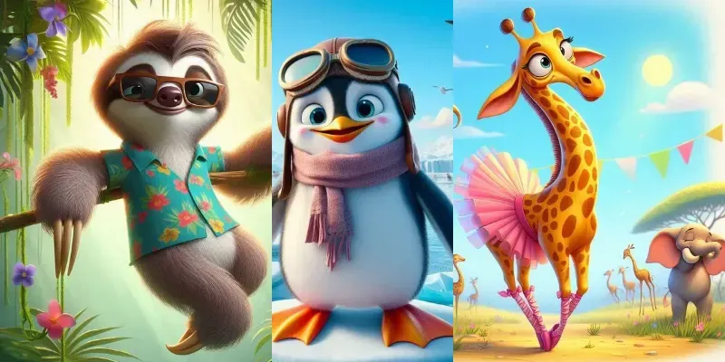 Whimsical Pixar Style Animal Characters generated by undefined