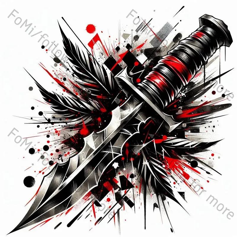Chaotic Trash Polka Tattoo Designs