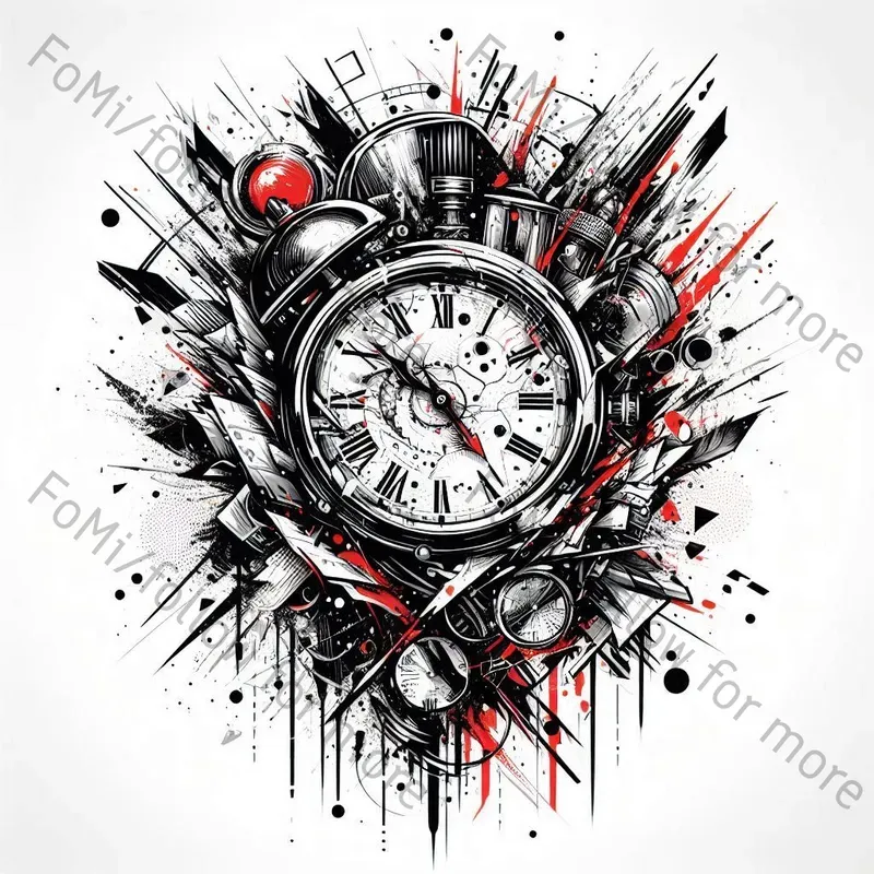 Chaotic Trash Polka Tattoo Designs