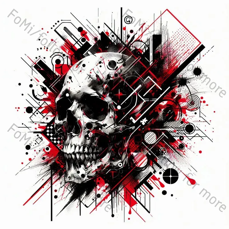 Chaotic Trash Polka Tattoo Designs