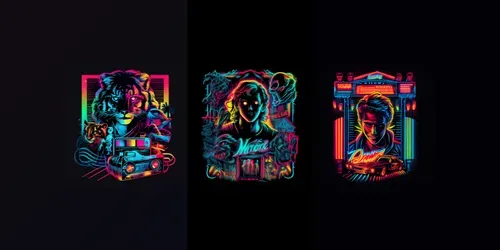 Retro Artistic Neon Movie Posters generated by midjourney