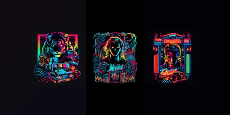 Retro Artistic Neon Movie Posters generated by undefined