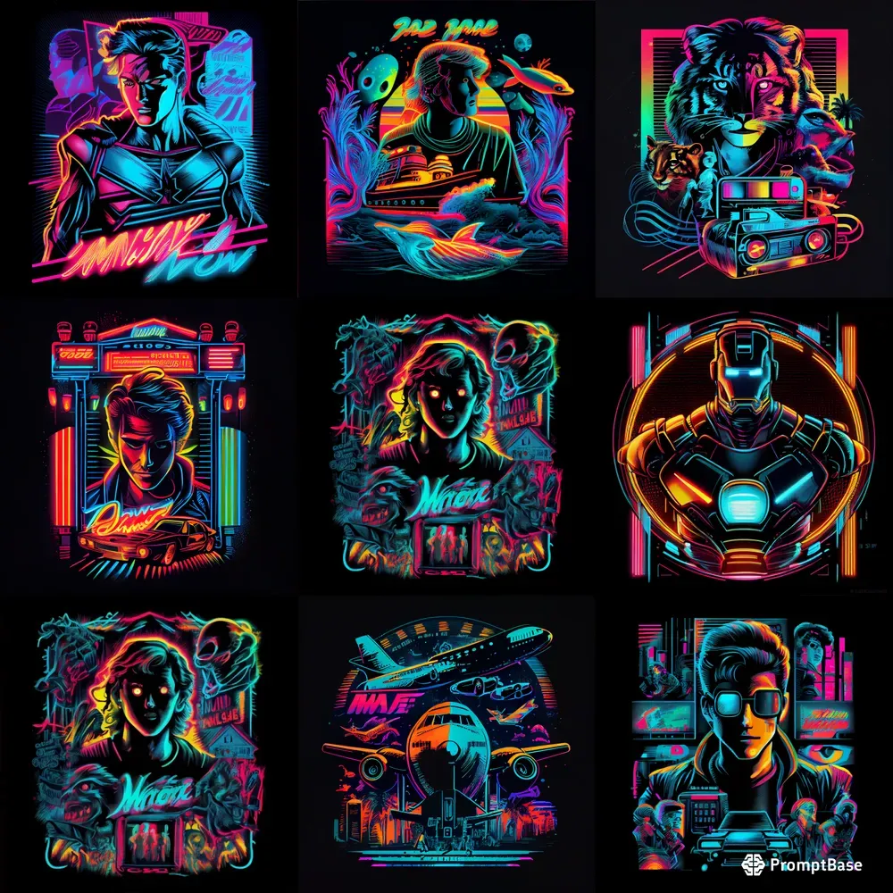 Retro Artistic Neon Movie Posters