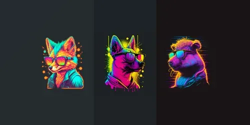 Glowing Neon Animals generated by midjourney