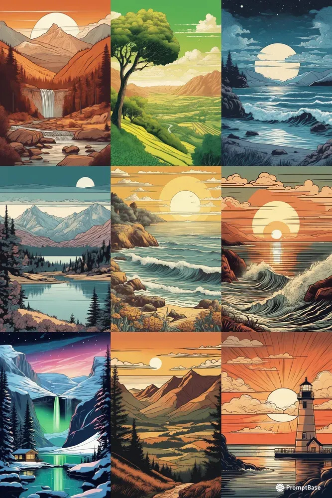 Comic Book Landscape Illustrations